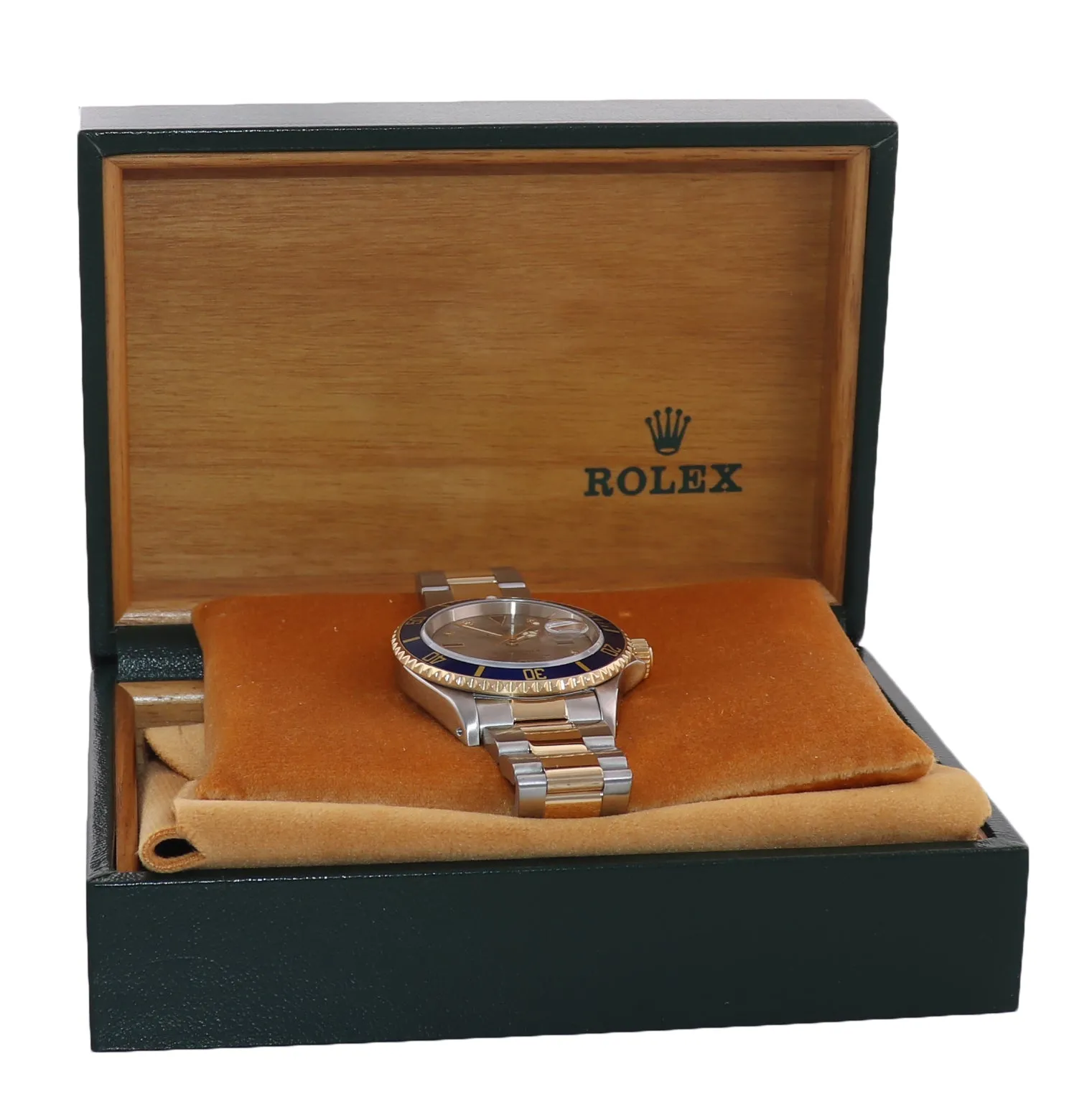 MINT Rolex Submariner 16613 Two Tone Serti Diamond 18k Yellow Gold Watch Box
