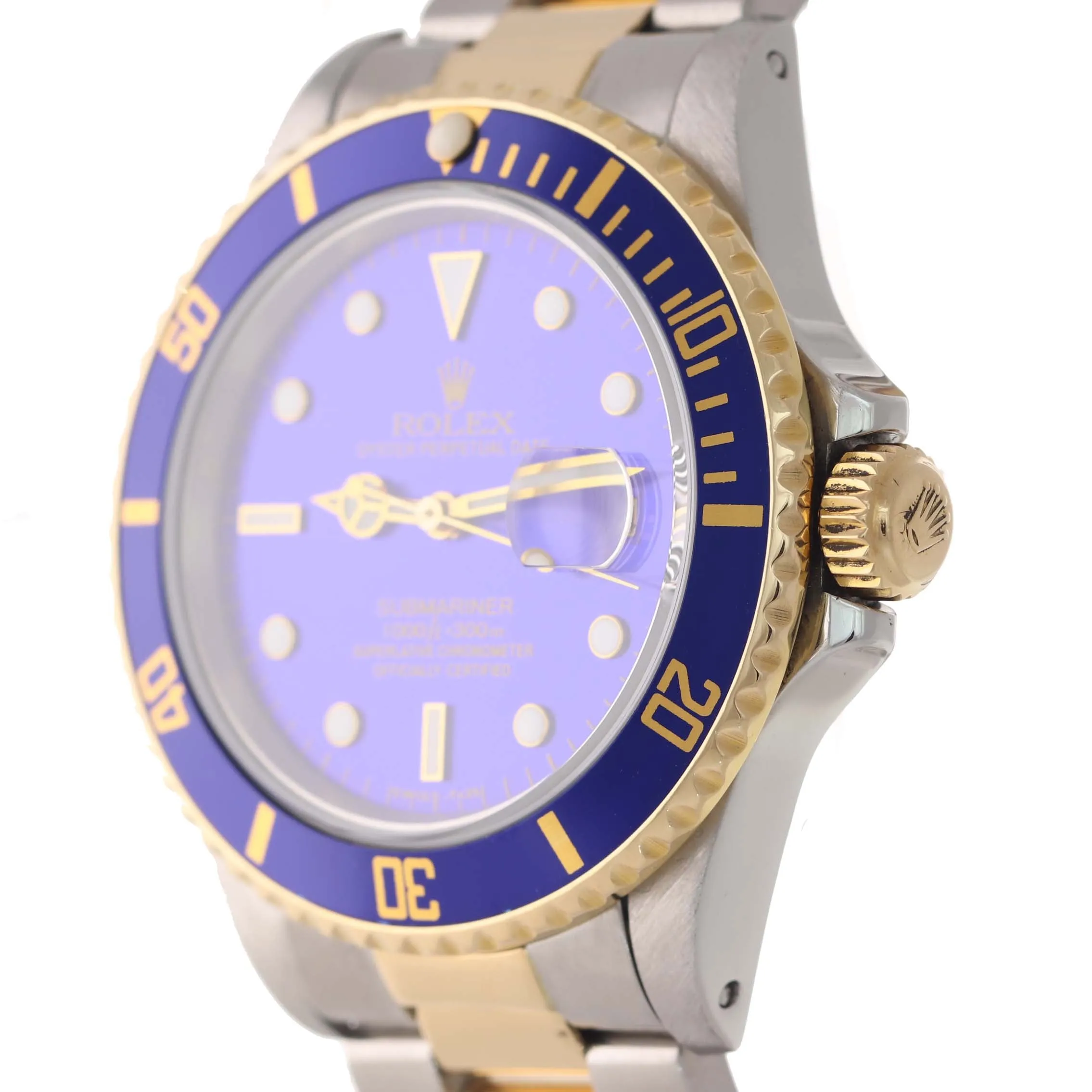 MINT Rolex Submariner Date 16803 Two-Tone Gold Stainless Blue 40mm Diver Watch
