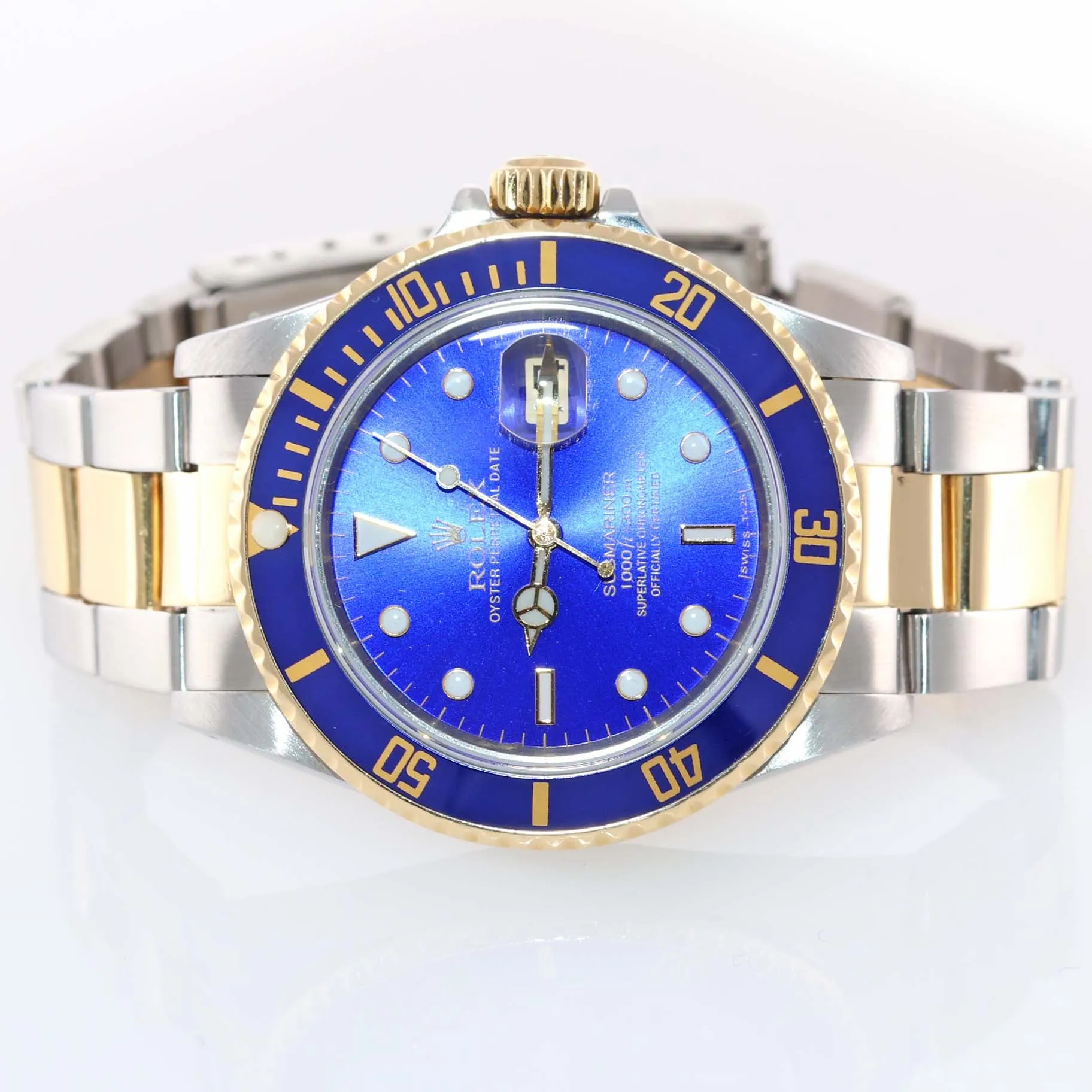 MINT Rolex Submariner Date 16803 Two-Tone Gold Stainless Blue 40mm Diver Watch