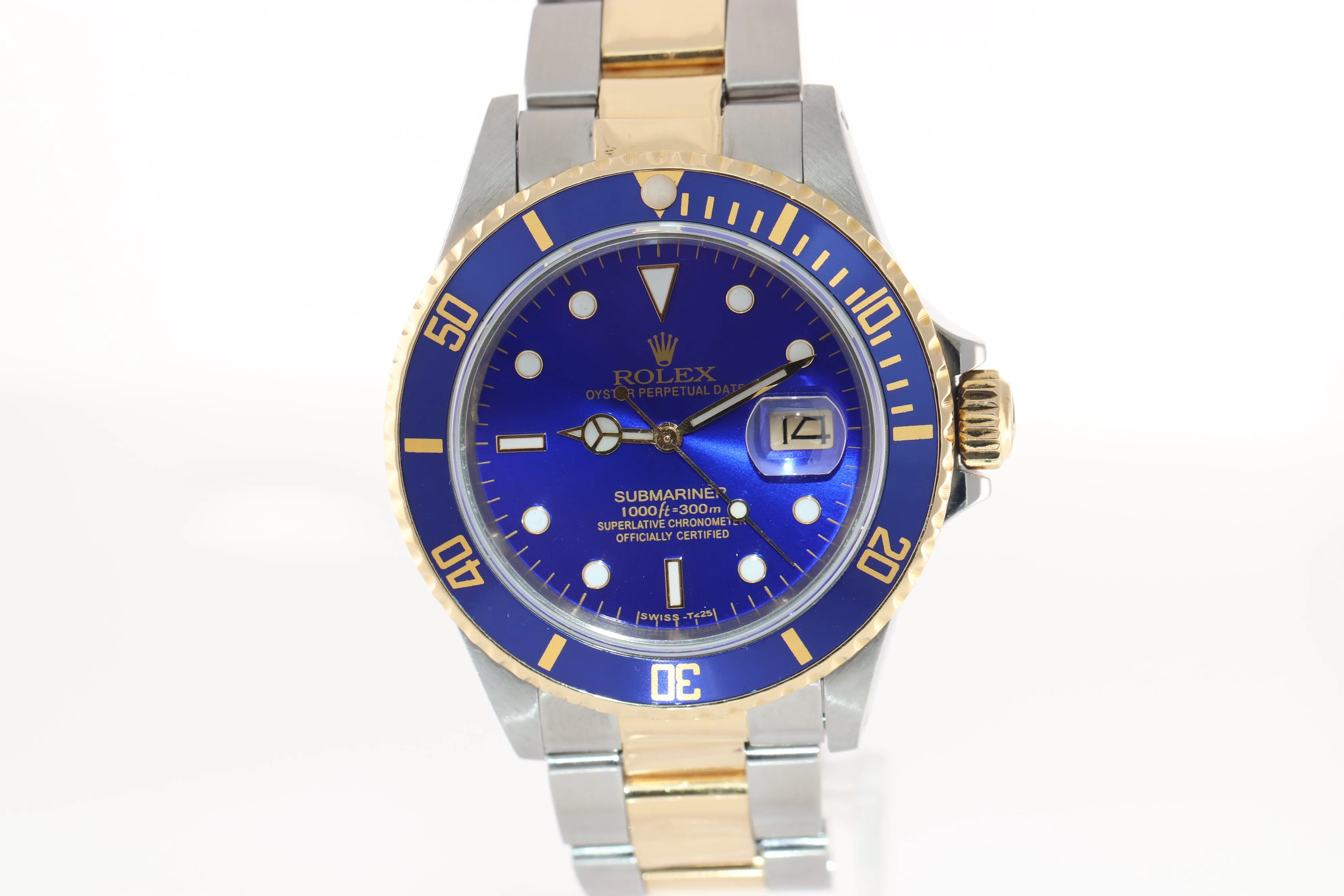 MINT Rolex Submariner Date 16803 Two-Tone Gold Stainless Blue 40mm Diver Watch