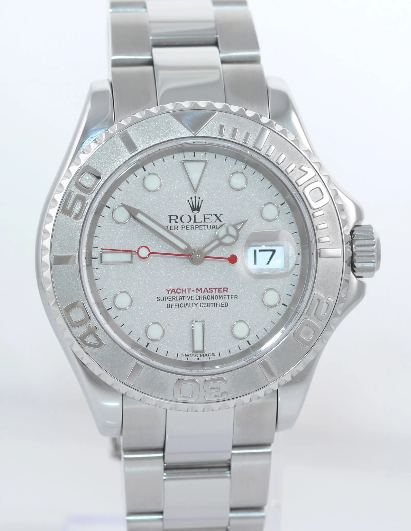 MINT Rolex Yacht-Master 16622 Steel Platinum Dial & Bezel 40mm Watch Box