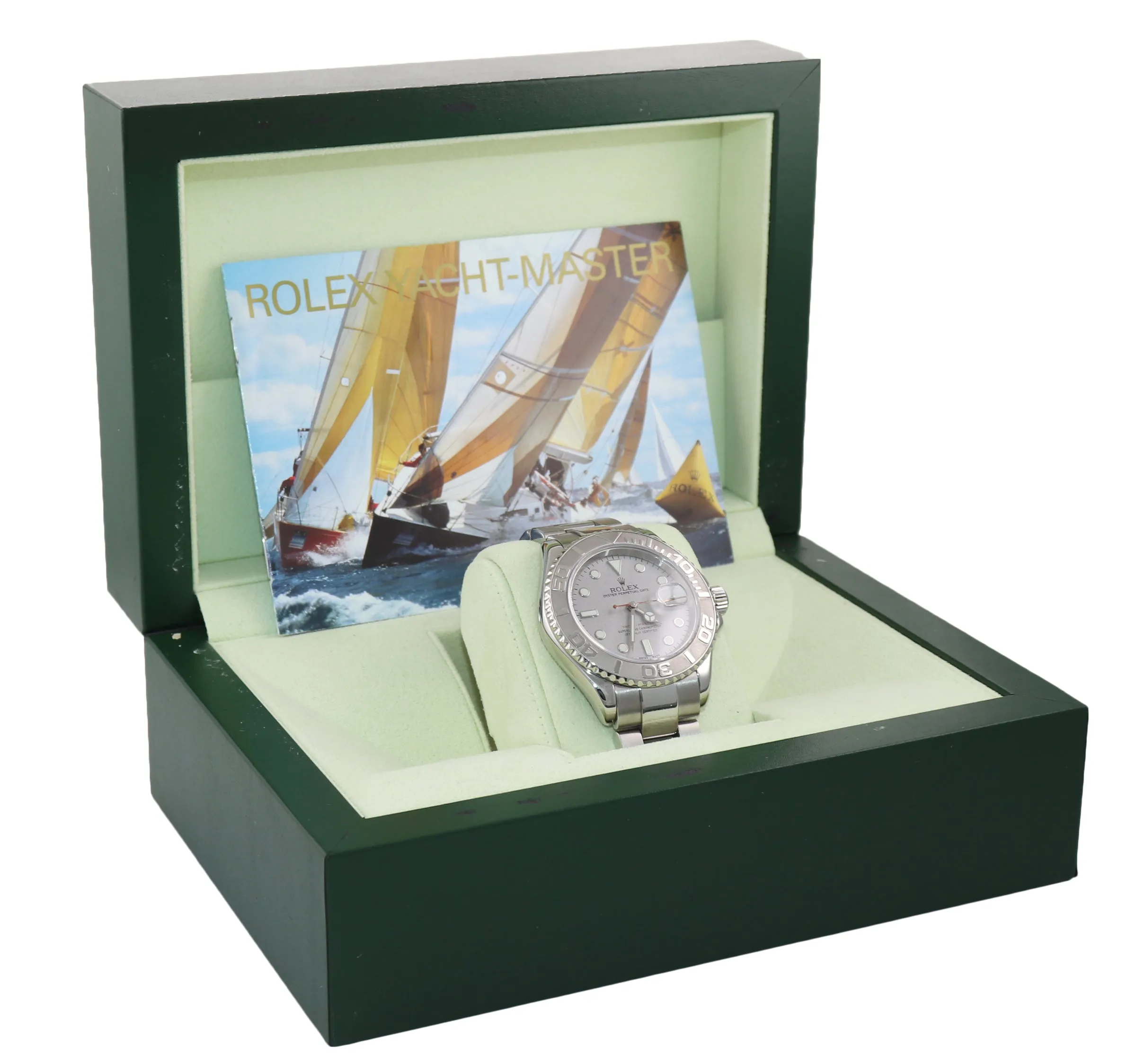 MINT Rolex Yacht-Master 16622 Steel Platinum Dial & Bezel 40mm Watch Box