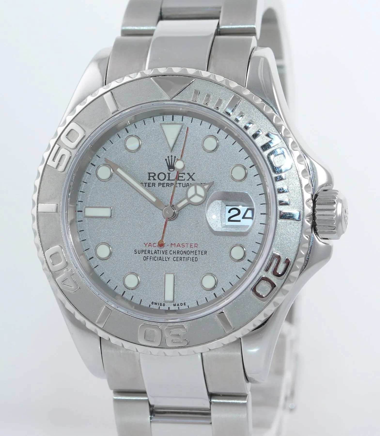 MINT Rolex Yacht-Master 16622 Steel Platinum Dial & Bezel 40mm Watch Box