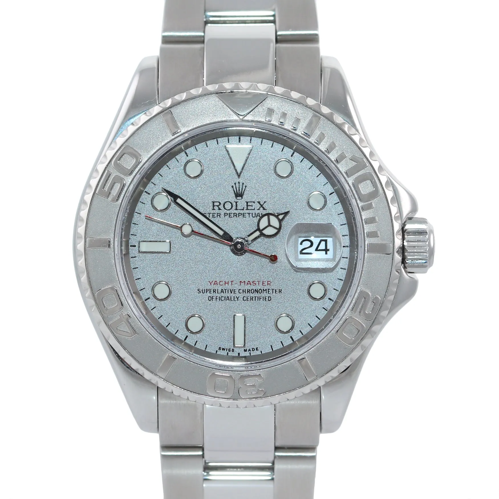 MINT Rolex Yacht-Master 16622 Steel Platinum Dial & Bezel 40mm Watch Box