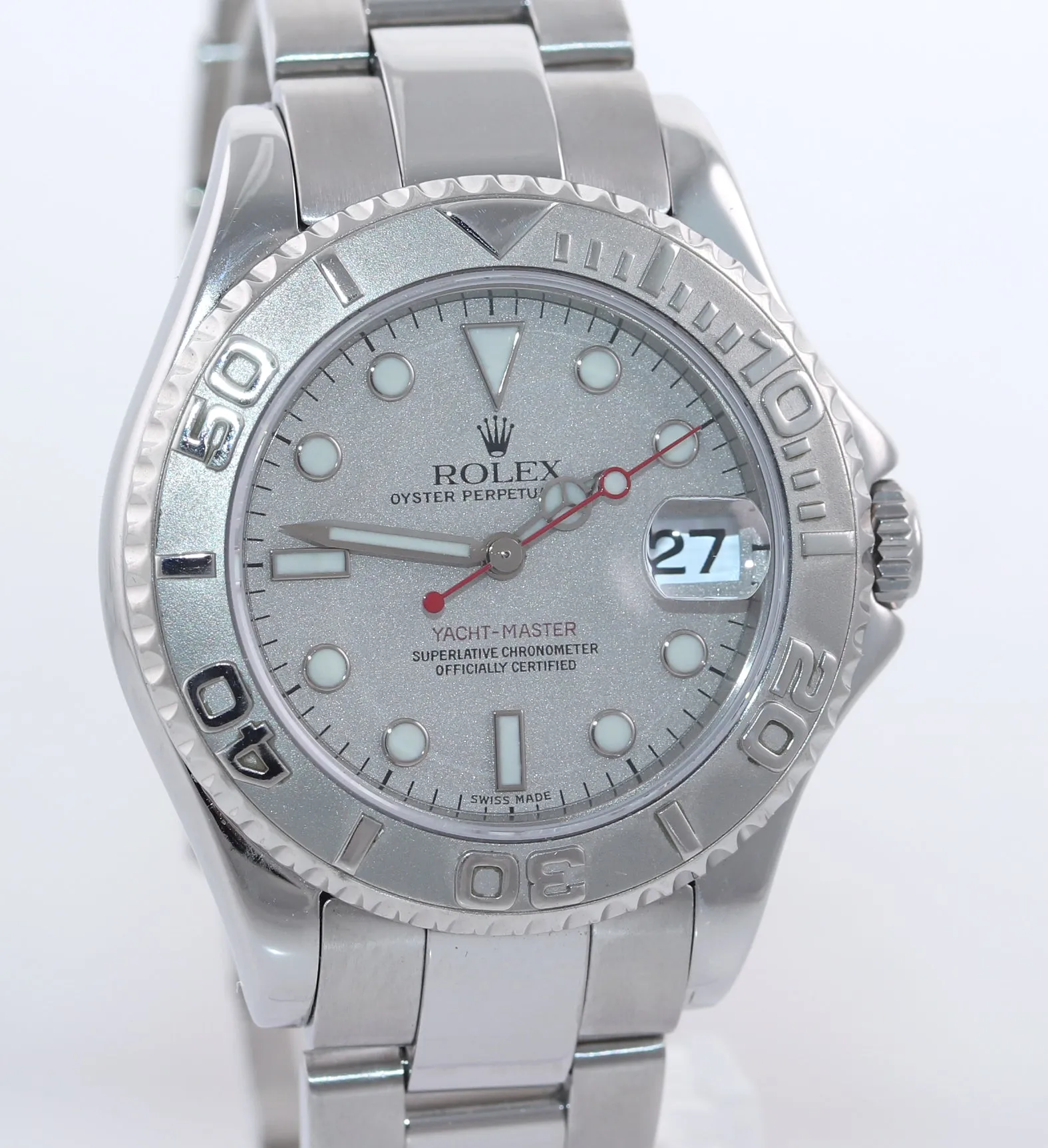 MINT Rolex Yacht-Master 168622 Steel Platinum Ladies Midsize 35mm Watch Box