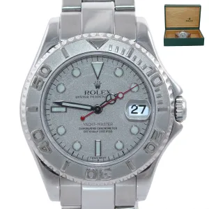 MINT Rolex Yacht-Master 168622 Steel Platinum Ladies Midsize 35mm Watch Box