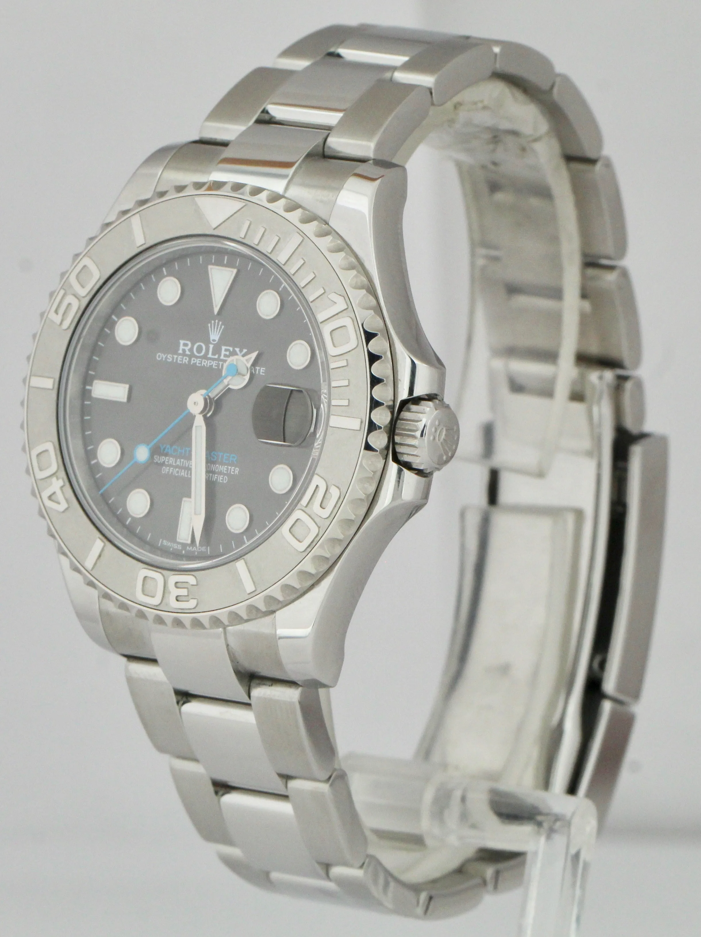 MINT Rolex Yacht-Master Midsize Steel Rhodium Gray 37mm Watch FULL SET 268622