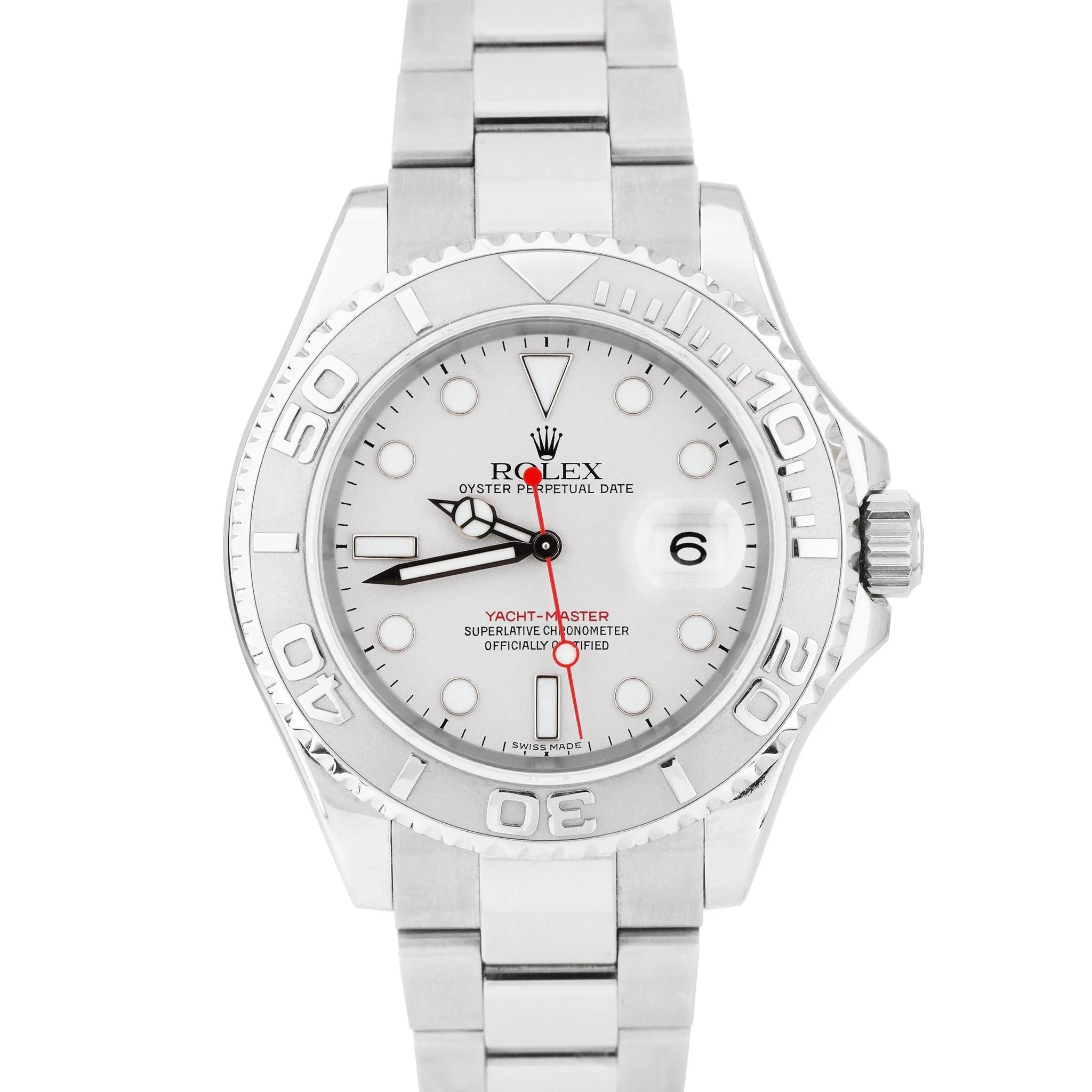 MINT Rolex Yacht-Master Stainless Steel Platinum 40mm Swiss Date Watch 16622