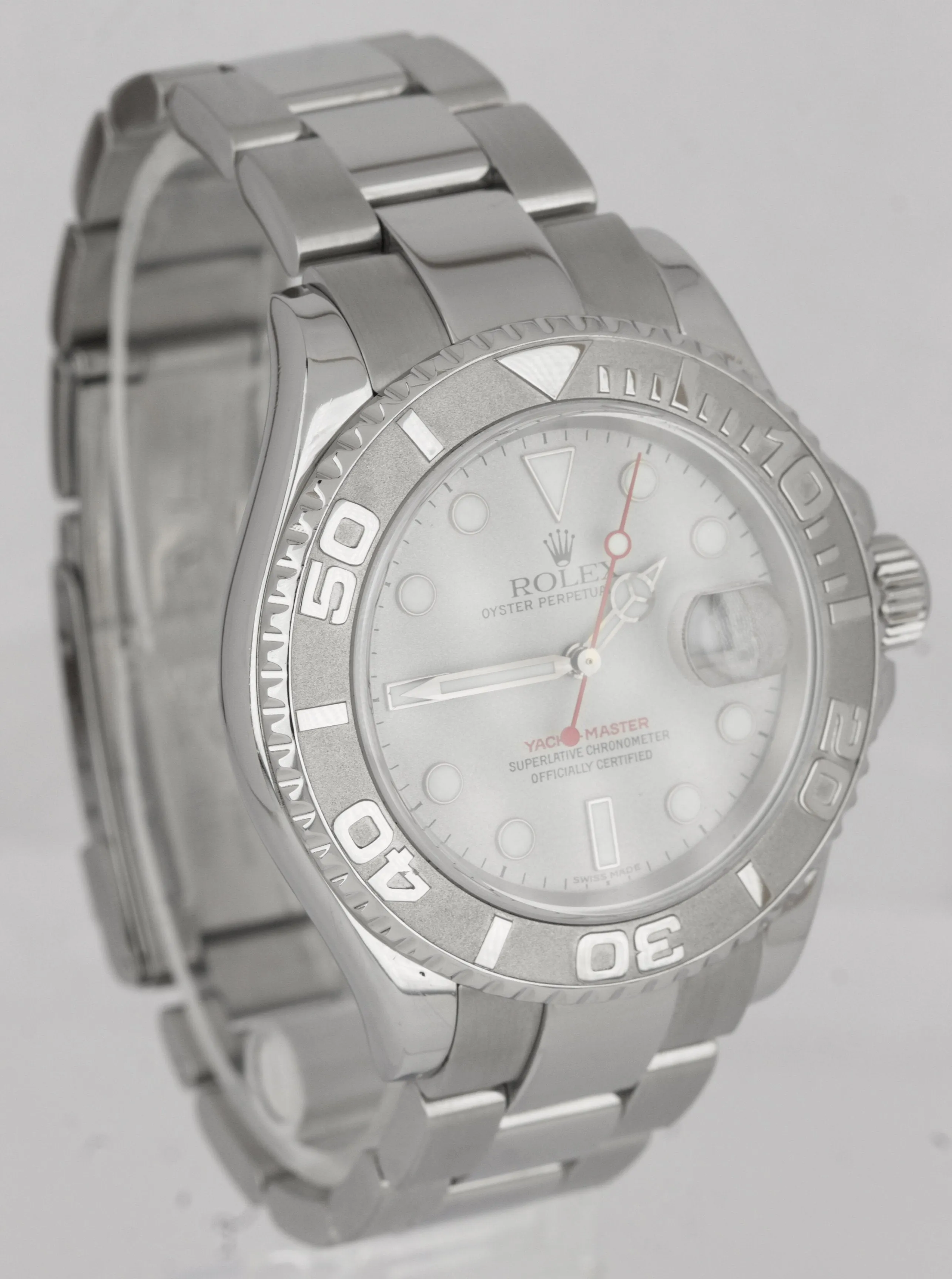 MINT Rolex Yacht-Master Stainless Steel Platinum 40mm Swiss Date Watch 16622