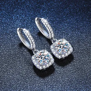 Moissanite Earrings Square 1/2 Carat Moissanite 925 Sterling Silver White Gold Earrings Certified 1 Carat TW Dangle Earrings