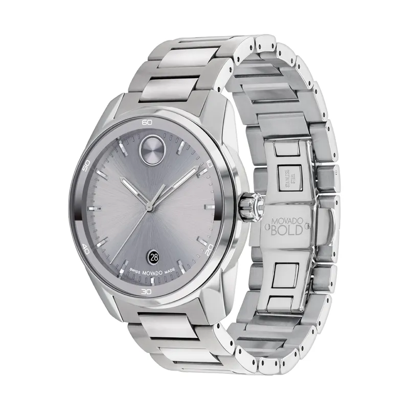 Movado Bold Verso Mens Stainless Steel Grey Dial Watch