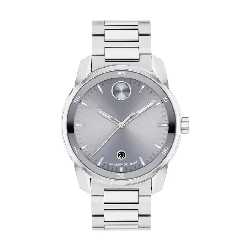 Movado Bold Verso Mens Stainless Steel Grey Dial Watch