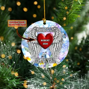 NA93 - Custom Circle Ornament - HE WATCHES OVER MY BACK 50