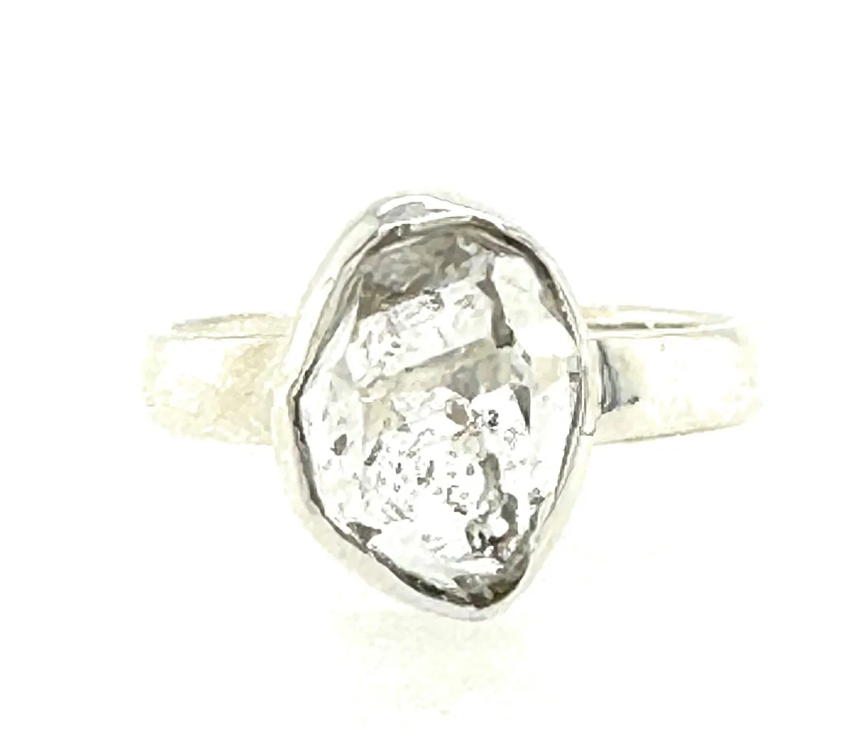 Natural Herkimer Diamond 925 Solid Sterling Silver Engagement Ring Size 7.75