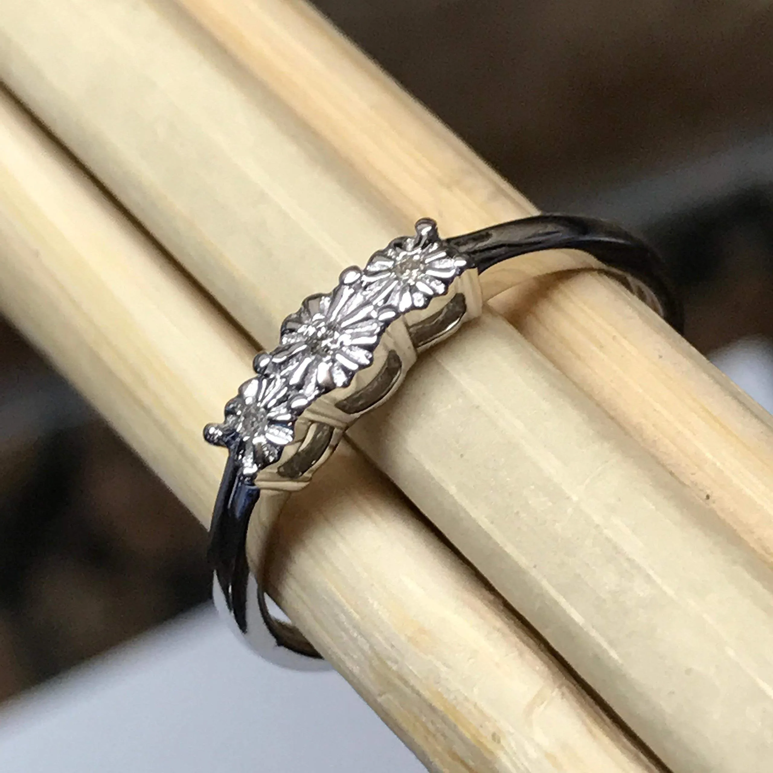 Natural White Diamond 9k White Gold Bridal Promise Engagement Ring Size 6, 7.25