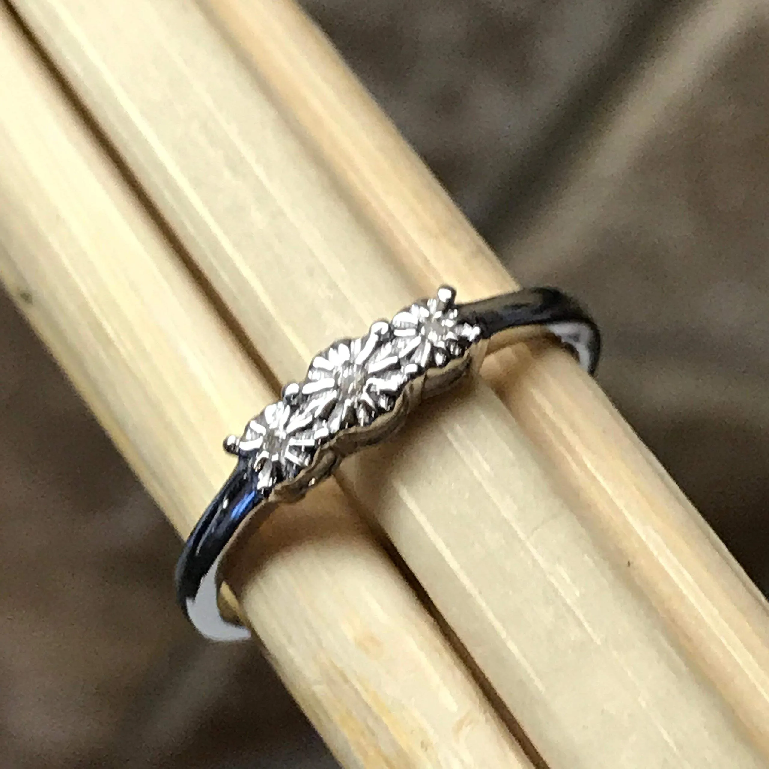 Natural White Diamond 9k White Gold Bridal Promise Engagement Ring Size 6, 7.25