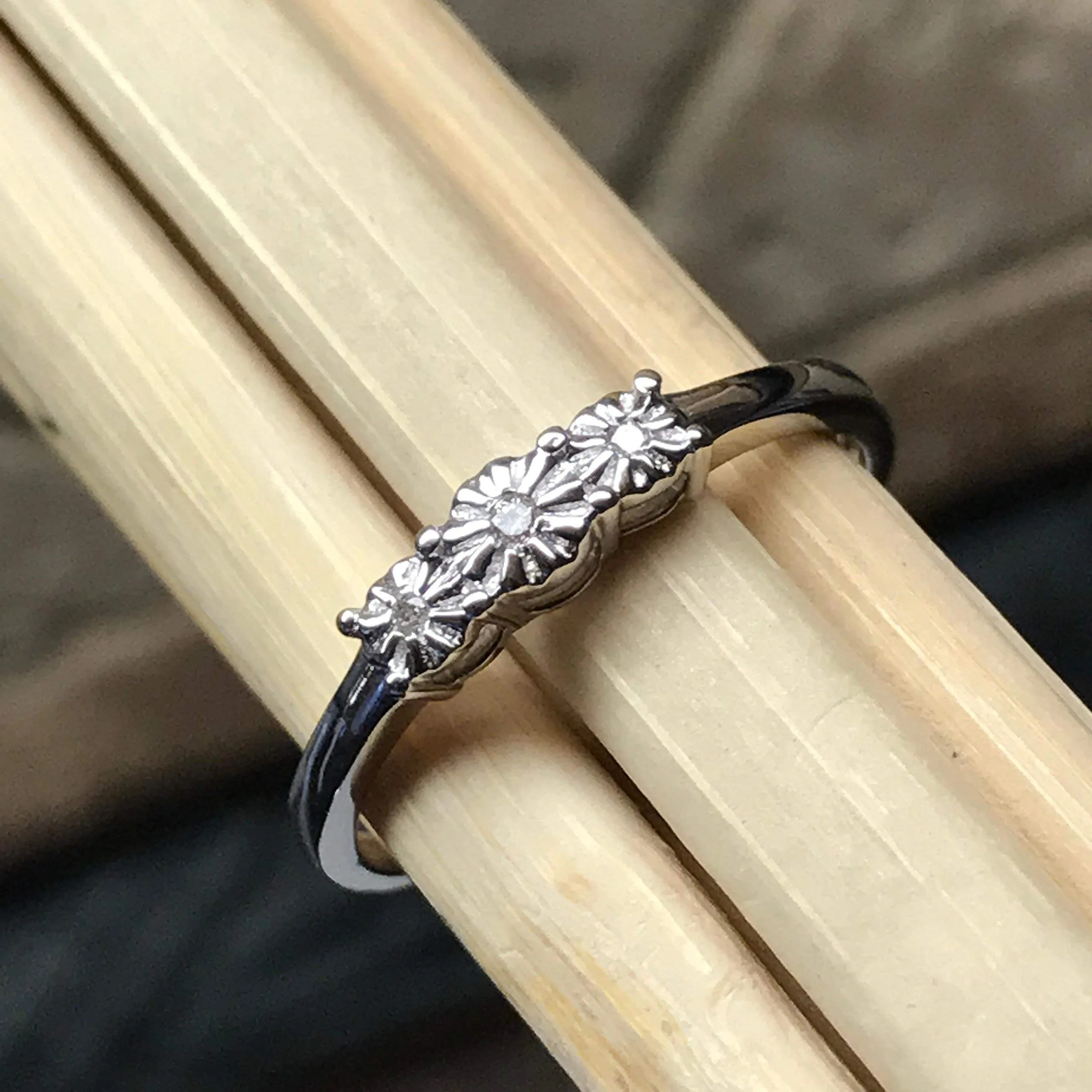 Natural White Diamond 9k White Gold Bridal Promise Engagement Ring Size 6, 7.25