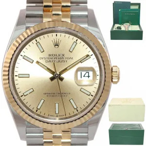 NEW 2019 Rolex Date Just Super Jubilee 126233 Champagne Two Tone Gold Watch Box