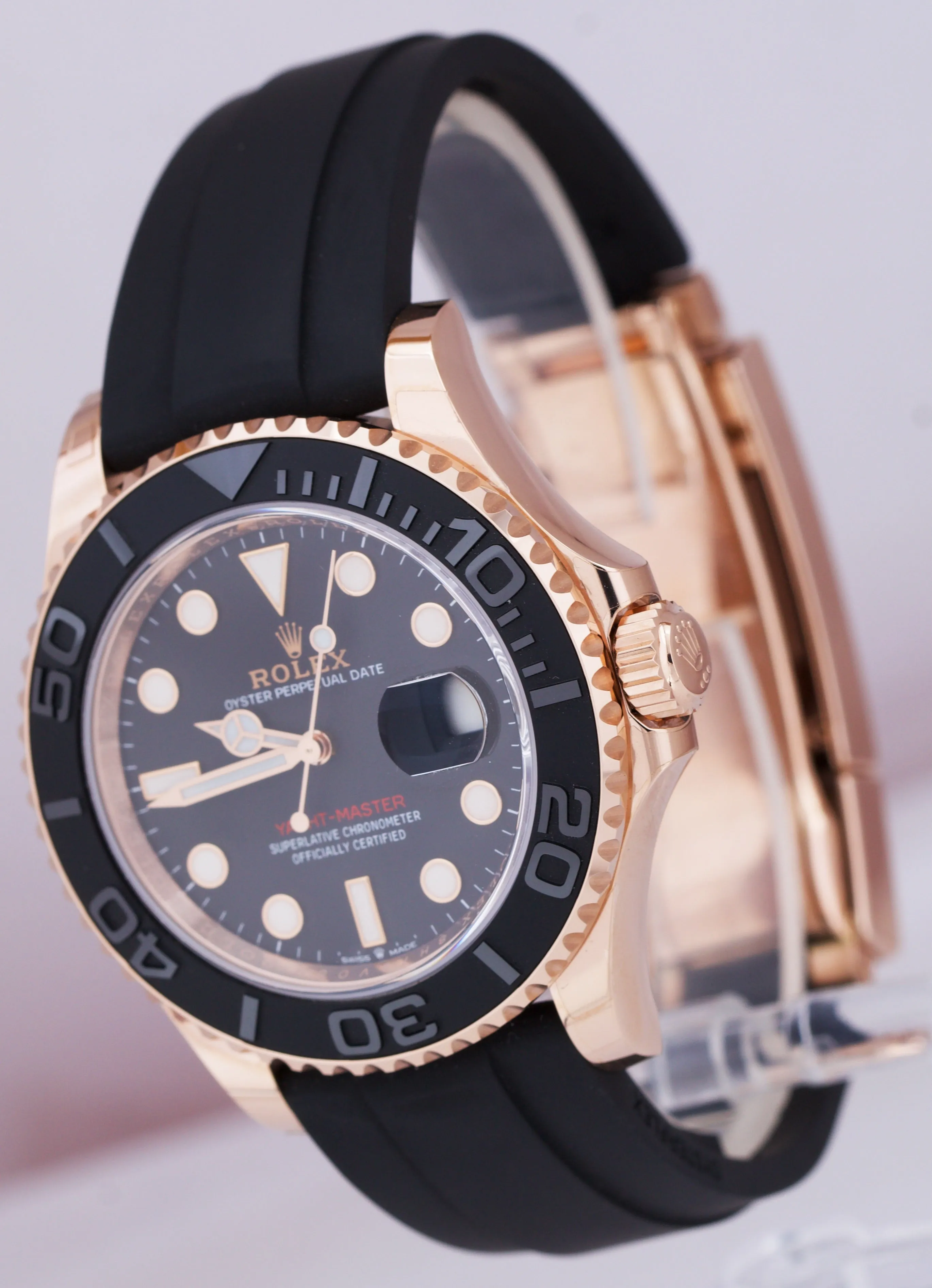 NEW 2021 Rolex Yacht-Master 18K Everose Gold Oysterflex 40mm Black Watch 126655