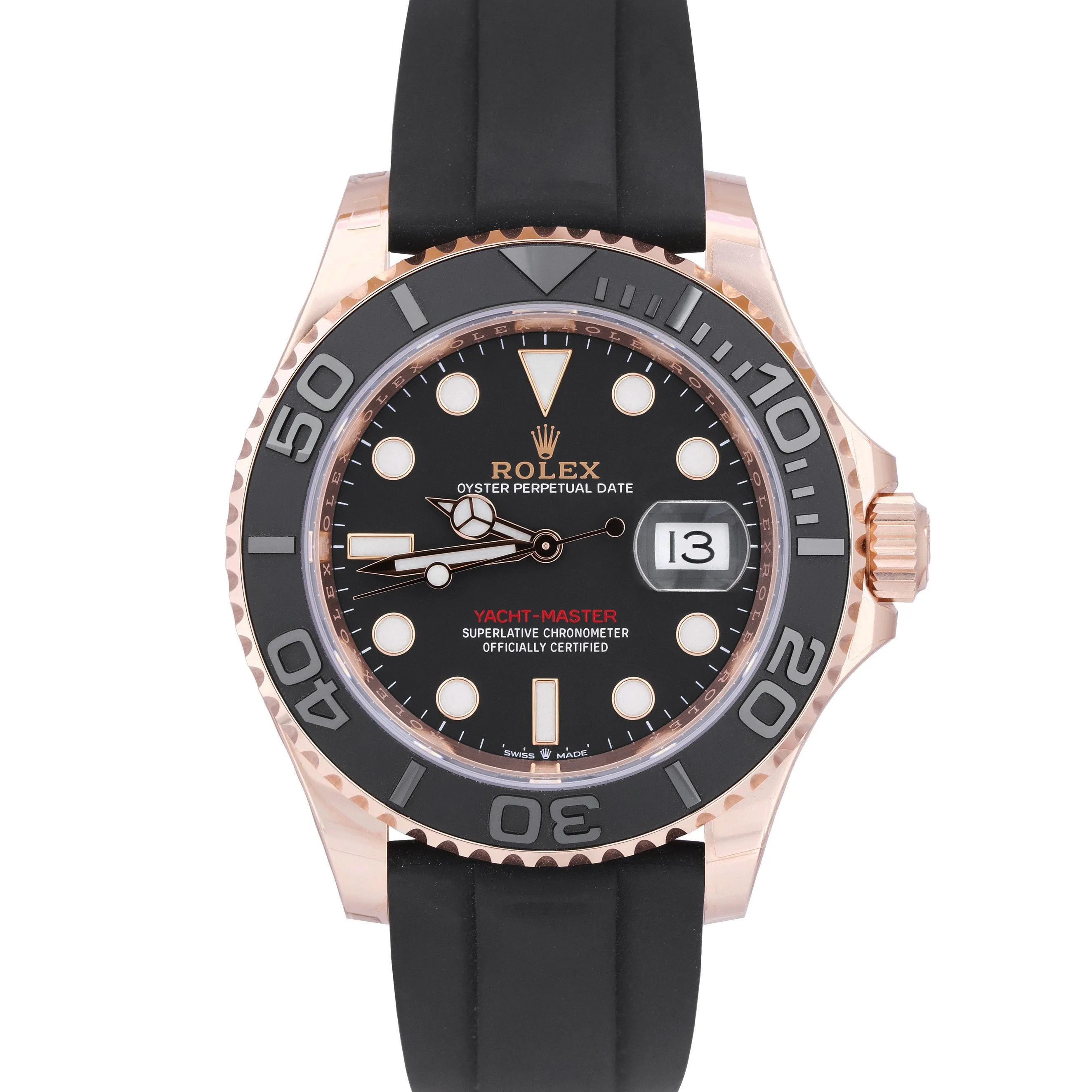 NEW 2021 Rolex Yacht-Master 18K Everose Gold Oysterflex 40mm Black Watch 126655