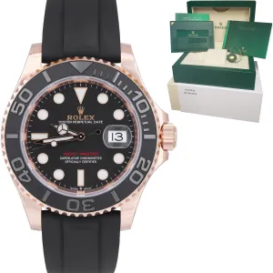 NEW 2021 Rolex Yacht-Master 18K Everose Gold Oysterflex 40mm Black Watch 126655
