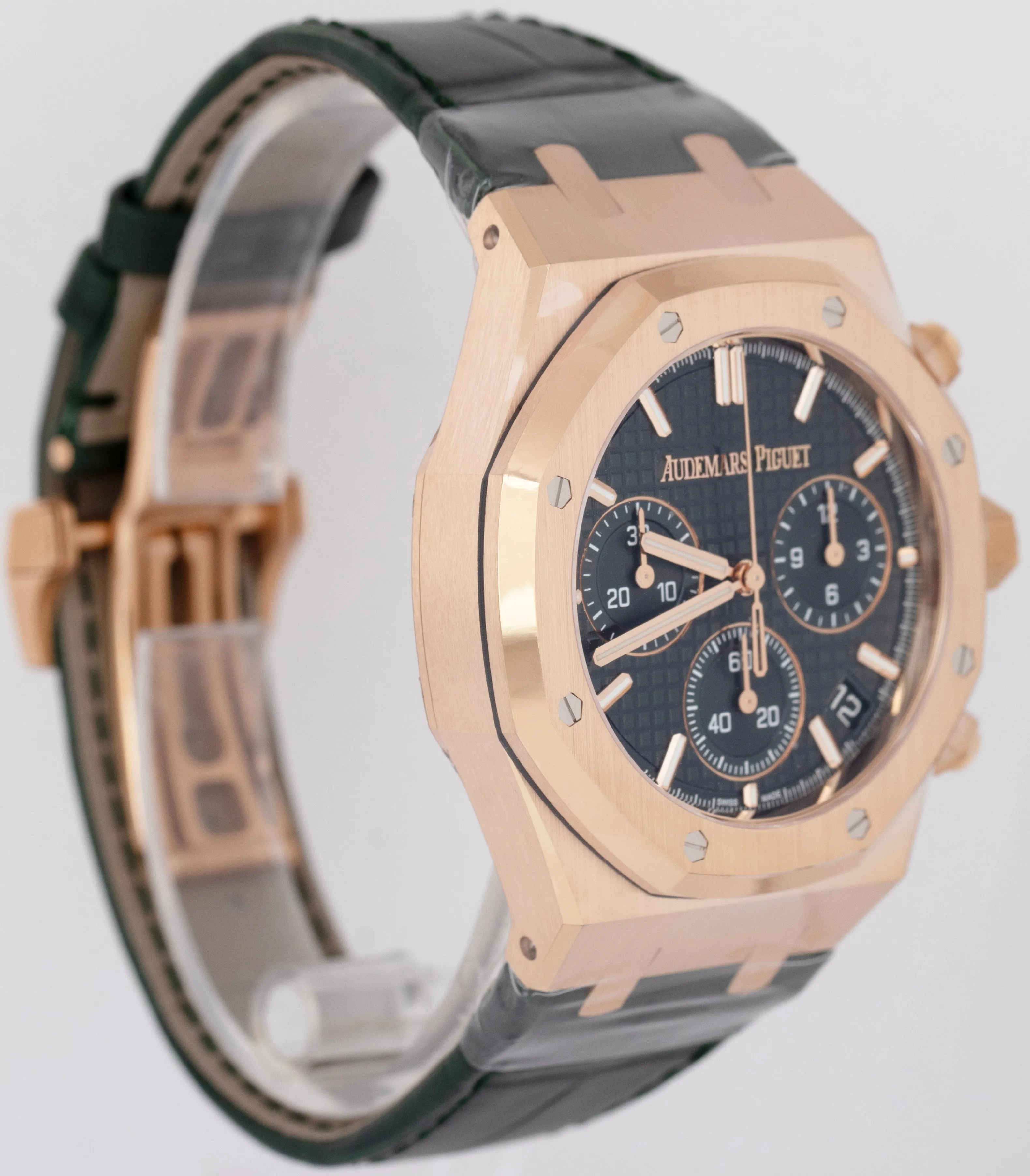 NEW Audemars Piguet Royal Oak Chronograph Green 18K Rose Gold Watch 26240OR B P