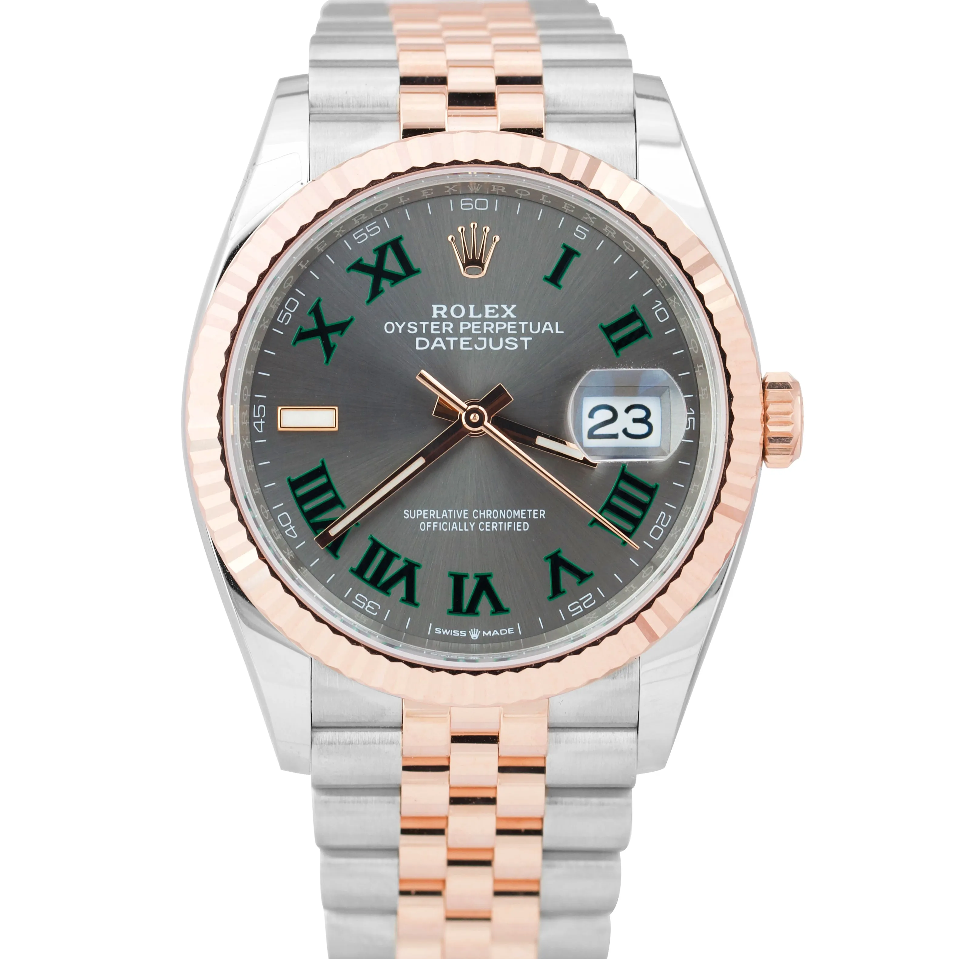 NEW FEB 2022 Rolex DateJust 36mm 18K Two-Tone Rose Gold WIMBLEDON Watch 126231