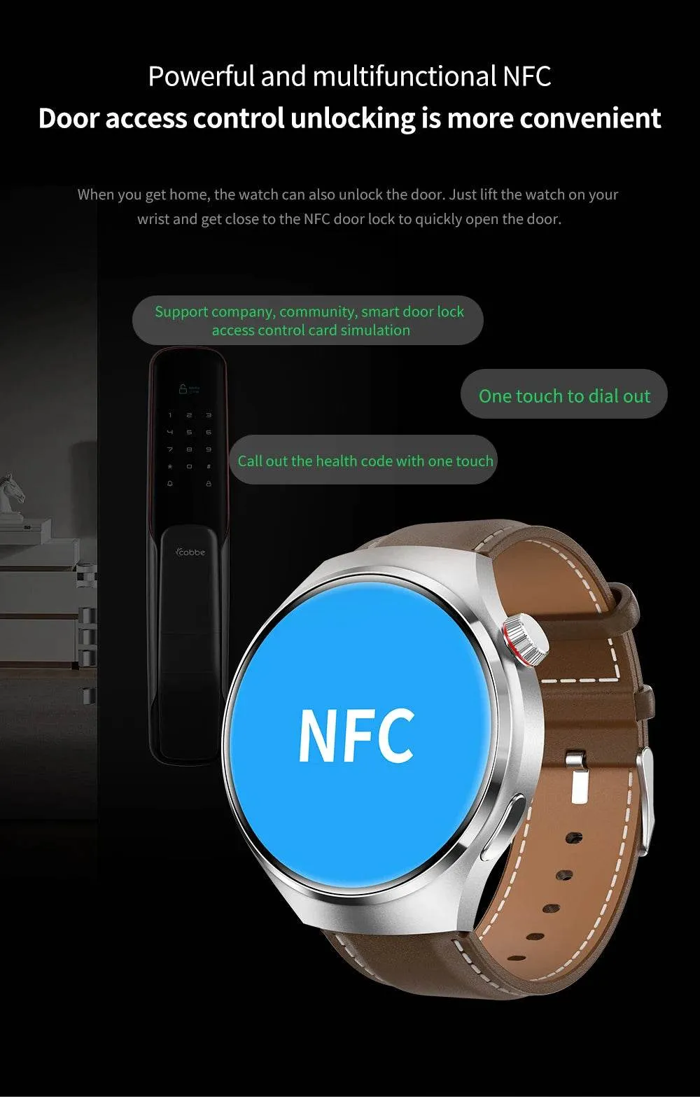 New GPS Sports Track Men's Smart Watch NFC Bluetooth Call Waterproof Smartwatch 360 * 360 HD Touch Screen Smart Men Watches