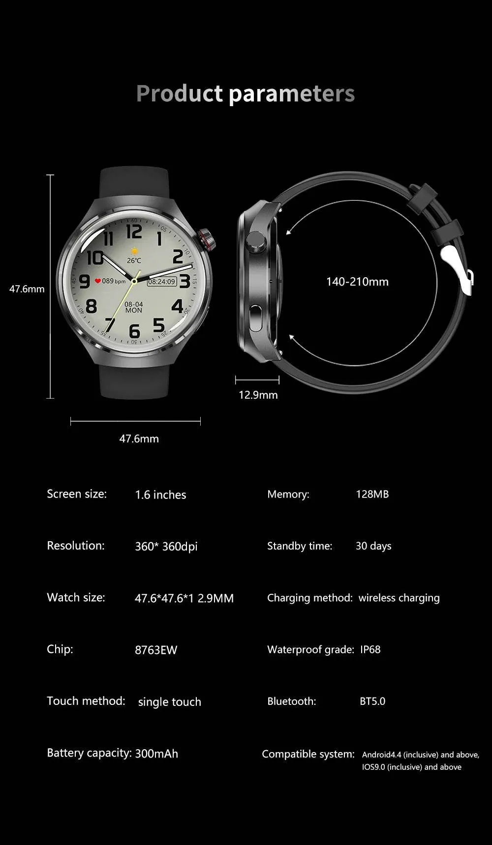 New GPS Sports Track Men's Smart Watch NFC Bluetooth Call Waterproof Smartwatch 360 * 360 HD Touch Screen Smart Men Watches