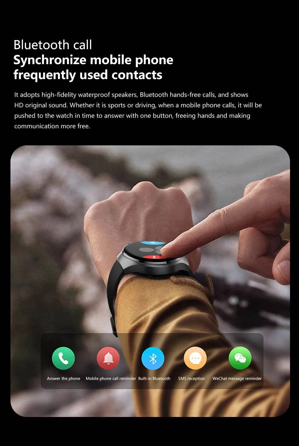 New GPS Sports Track Men's Smart Watch NFC Bluetooth Call Waterproof Smartwatch 360 * 360 HD Touch Screen Smart Men Watches