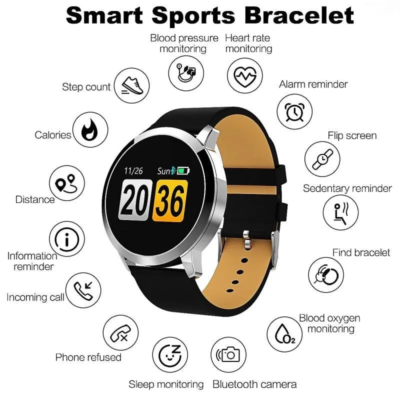 New Q8 LED Bluetooth Smart Watch With Stainless Steel Waterproof Breacelet Wearable Device Smartwatch Style for Men and Women With Fitness Tracker