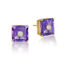 NoLita Cocktail Earrings 10mm | Amethyst & Diamond