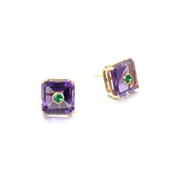 NoLita Cocktail Earrings 10mm | Amethyst & Diamond