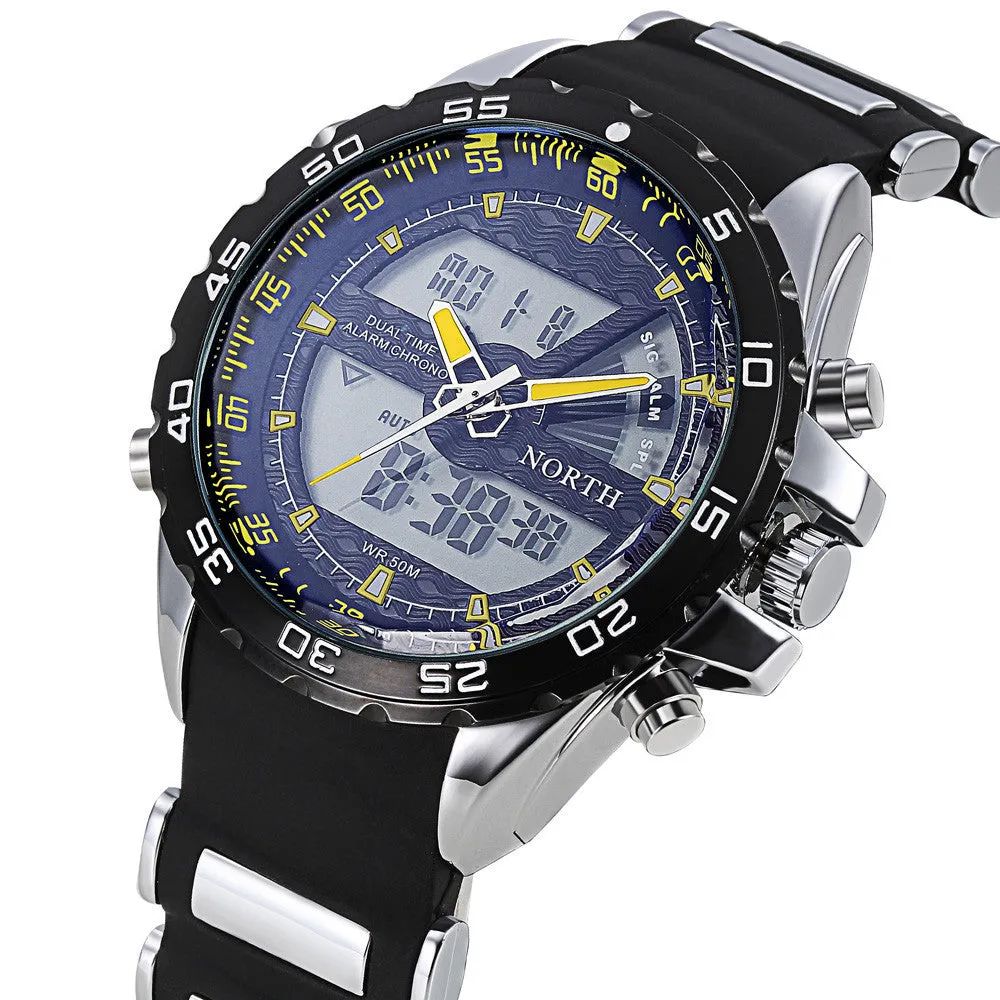 NORTH Mens Military Watch with Silicone Band
