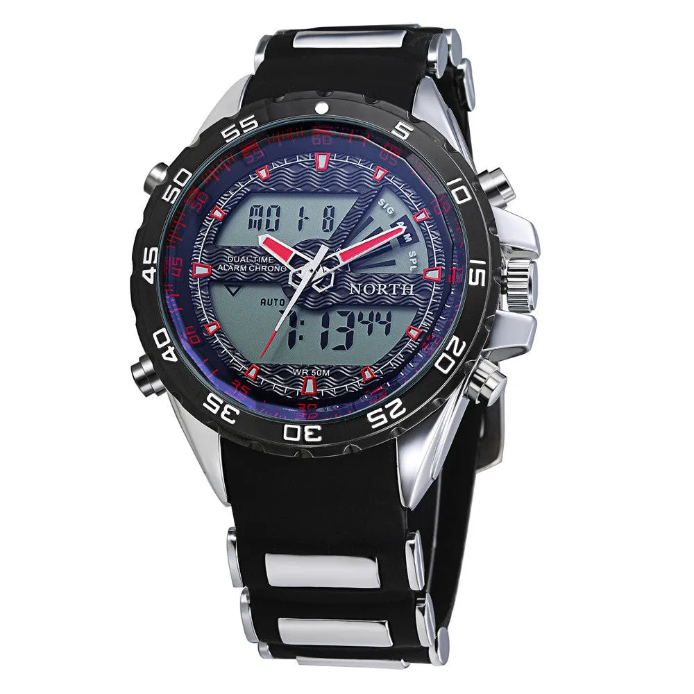NORTH Mens Military Watch with Silicone Band