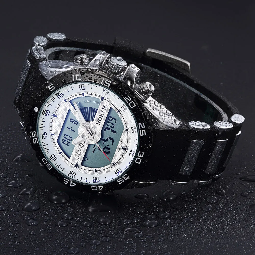 NORTH Mens Military Watch with Silicone Band