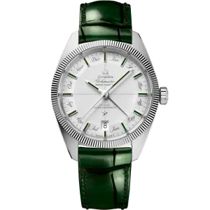 Omega Constellation Globemaster 41 mm, platinum on leather strap