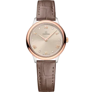 Omega De Ville Prestige 27.5 mm, steel - Sedna™ gold on leather strap