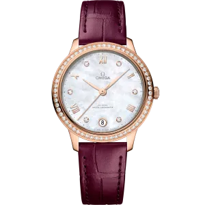 Omega De Ville Prestige 34 mm, Sedna™ gold on leather strap