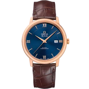 Omega De Ville Prestige 39.5 mm, red gold on leather strap