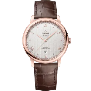 Omega De Ville Prestige 39.5 mm, Sedna™ gold on leather strap