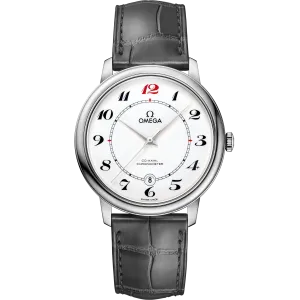 Omega De Ville Prestige 39.5 mm, white gold on leather strap