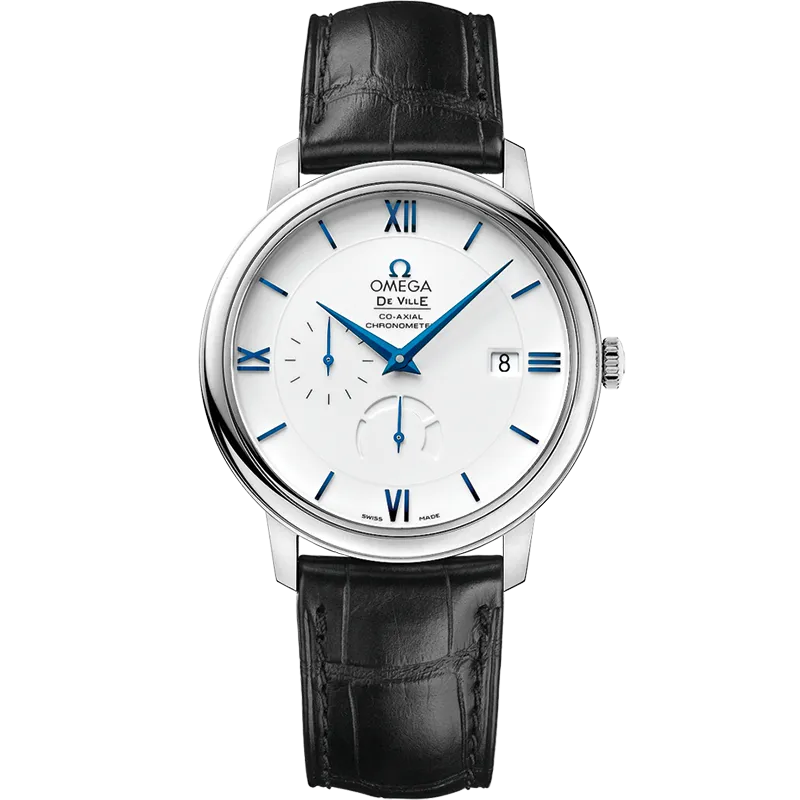 Omega De Ville Prestige 39.5 mm, white gold on leather strap