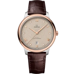 Omega De Ville Prestige 40 mm, steel - Sedna™ gold on leather strap