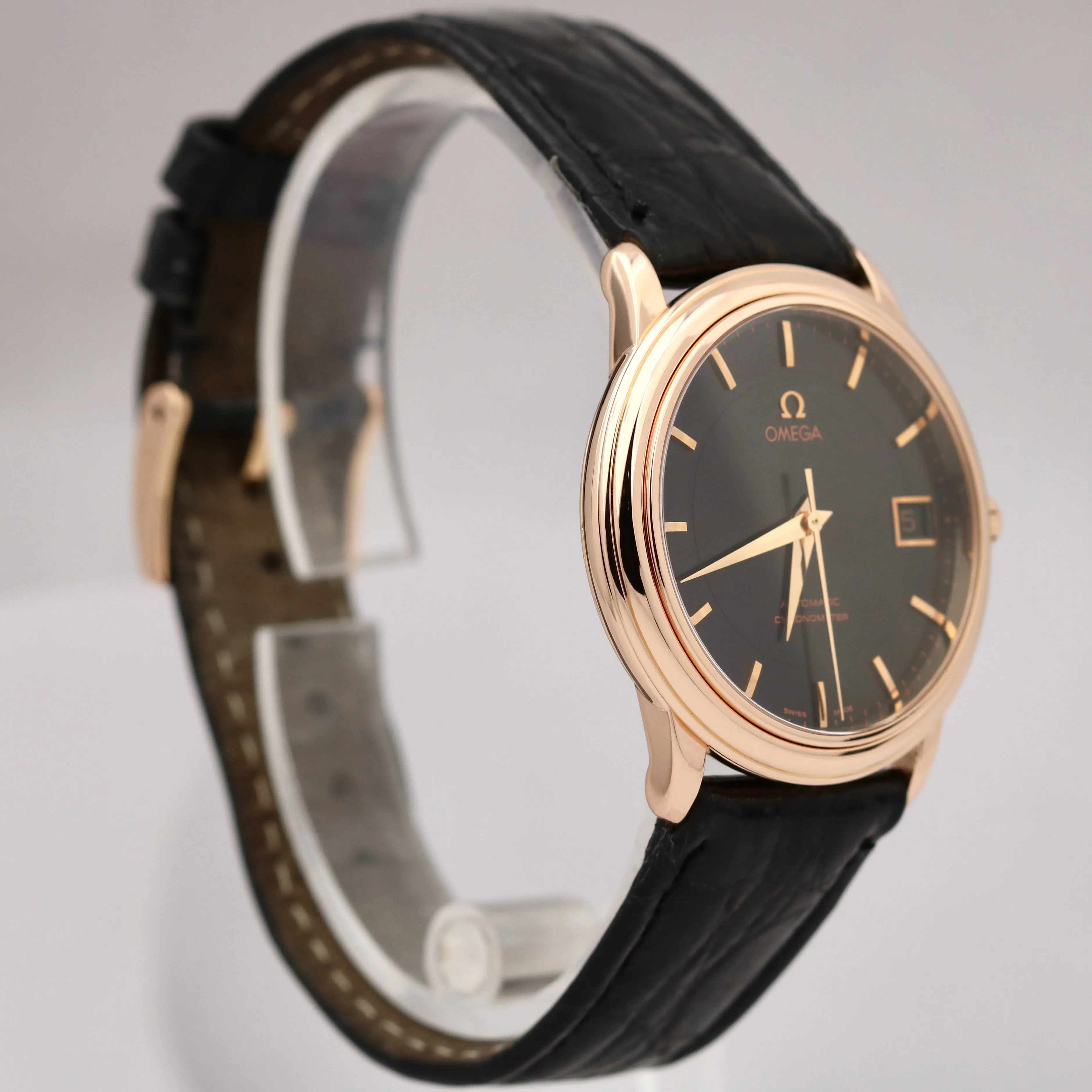 Omega De Ville Prestige LIMITED 18K Rose Gold Black 34.7mm Automatic 4601.54