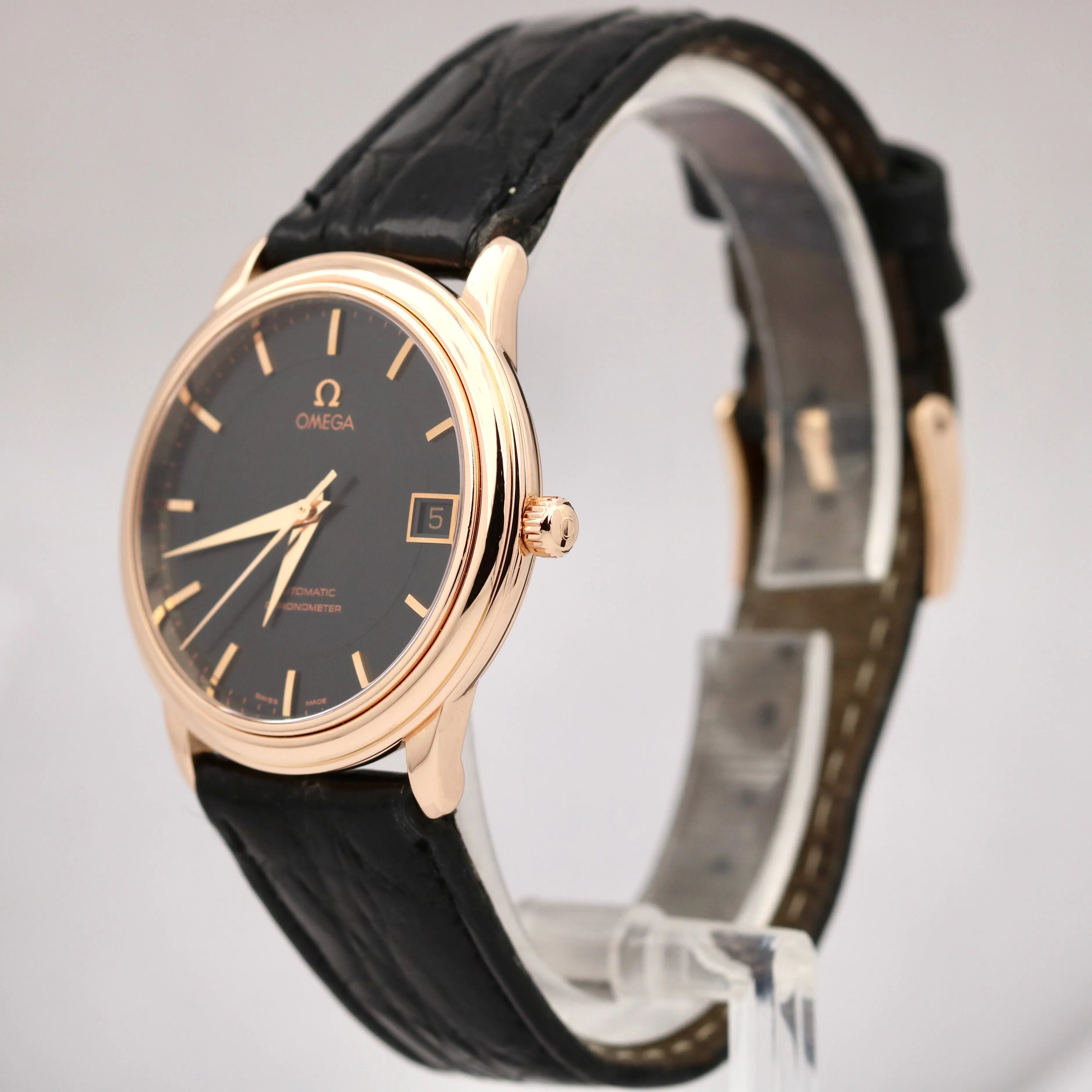 Omega De Ville Prestige LIMITED 18K Rose Gold Black 34.7mm Automatic 4601.54