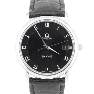 Omega De Ville Prestige PAPERS 34.4mm 4810.52.01 Leather Quartz Steel Watch B P