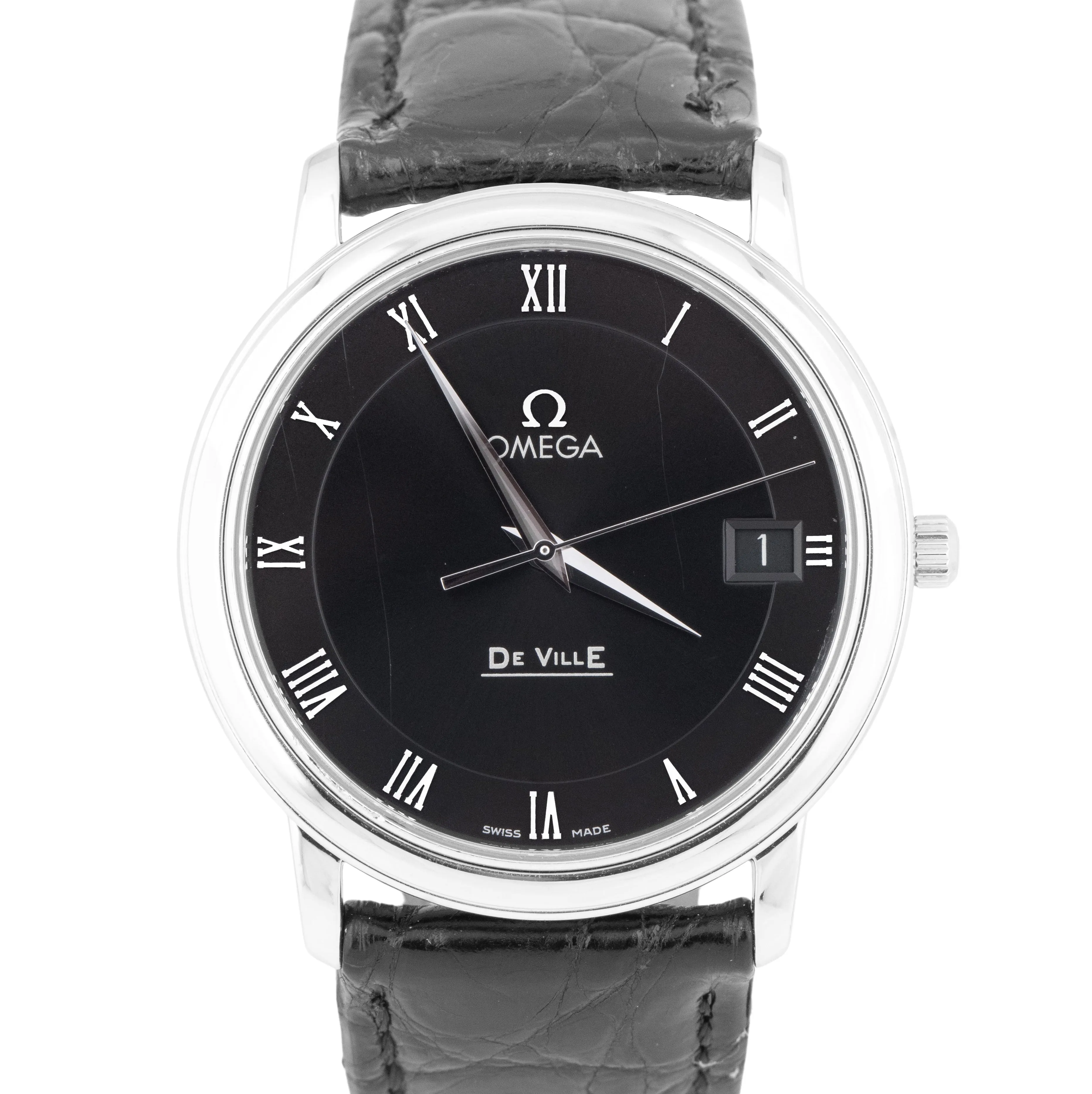 Omega De Ville Prestige PAPERS 34.4mm 4810.52.01 Leather Quartz Steel Watch B P