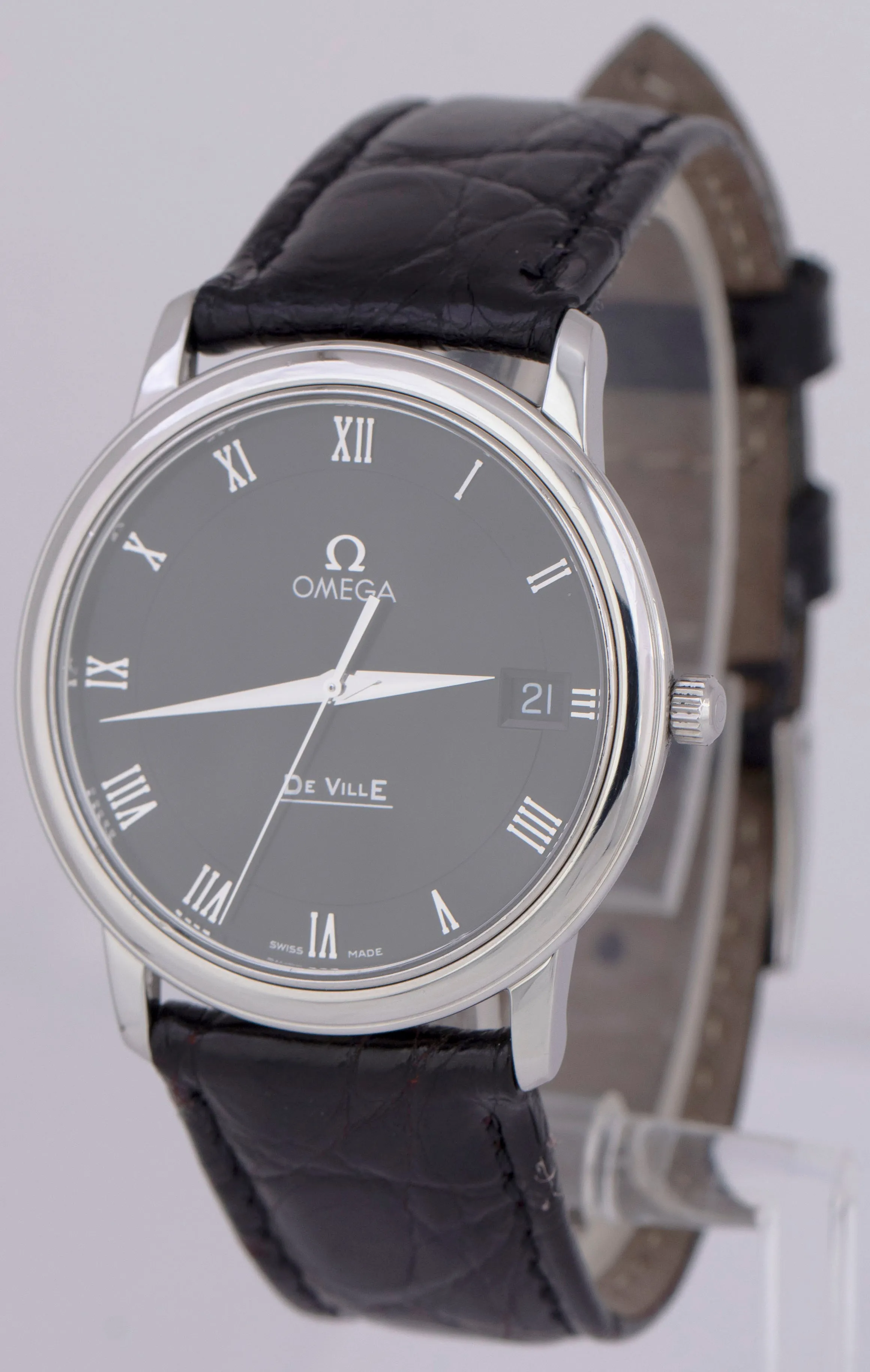 Omega De Ville Prestige PAPERS 34.4mm 4810.52.01 Leather Quartz Steel Watch B P