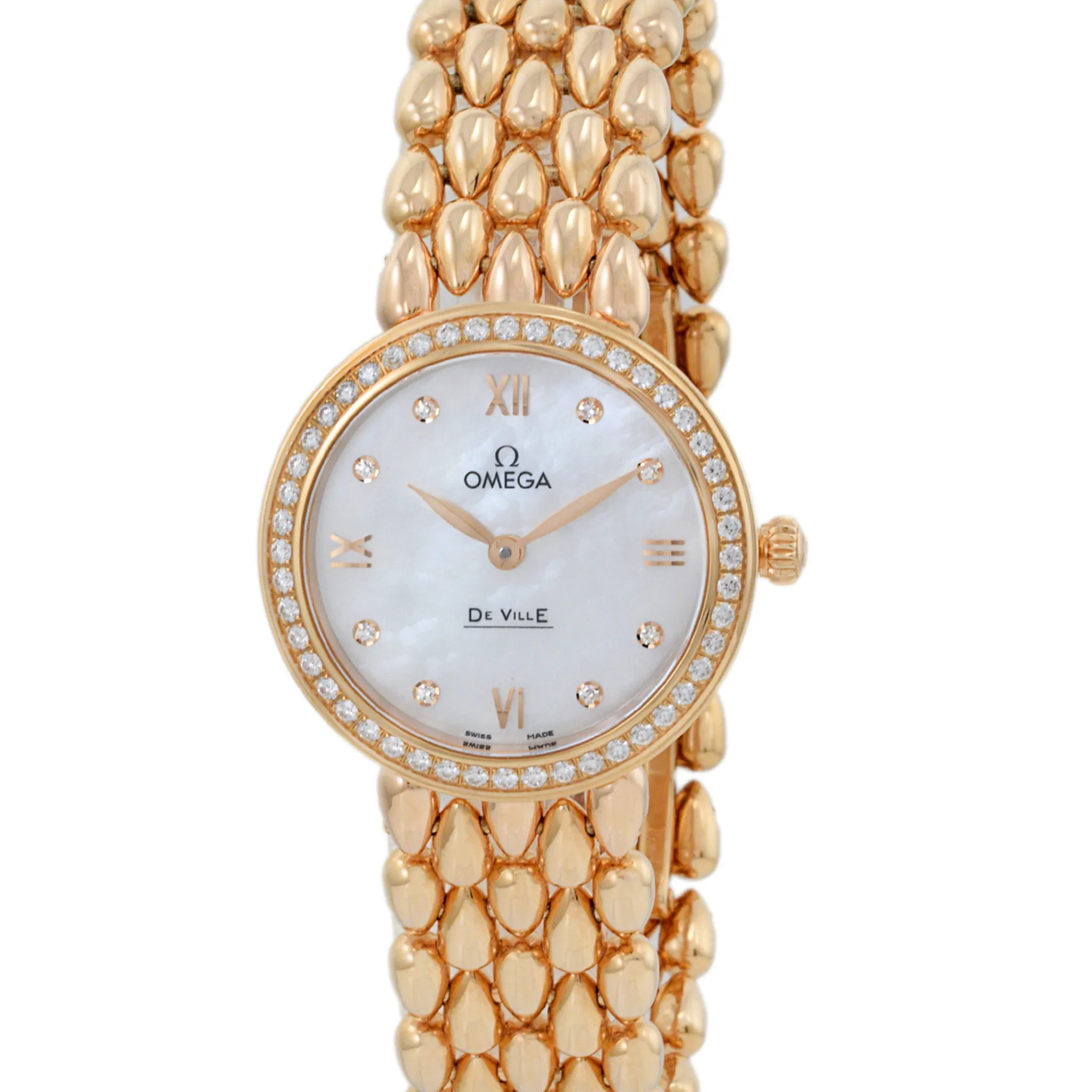 Omega De Ville Prestige Reference 424.55.27.60.55.004 18K Red Gold MOP and Diamonds